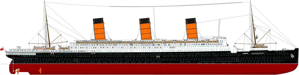 RMS Berengaria starboard profile drawing | Encyclopedia Titanica ...