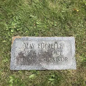 Jacques Heath Futrelle, Lily May Futrelle (née Peel)1st class,St. Mary's Cemetery Scituate Mas...JPG