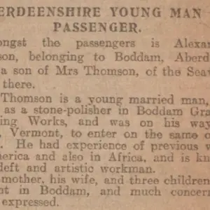 Aberdeenshire Young Man a Passenger