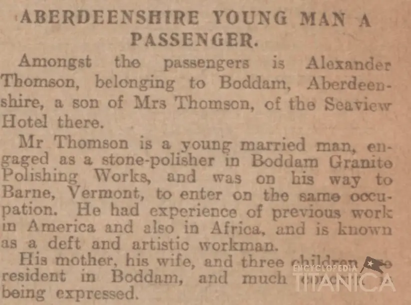 Aberdeenshire Young Man a Passenger