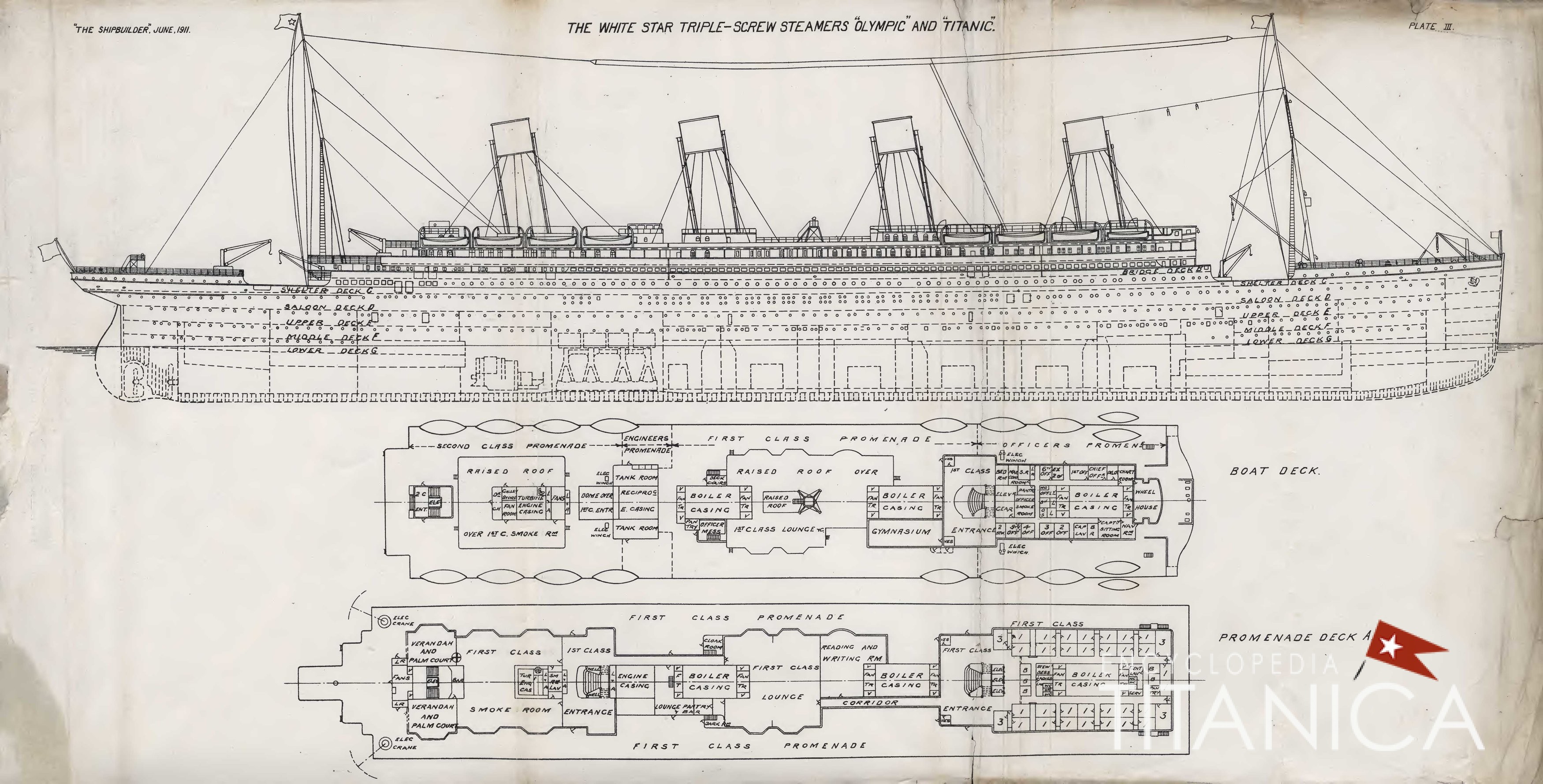 Корабль сбоку военный Титаник чертеж