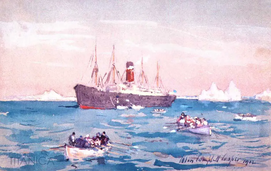 Titanic Lifeboats Approach the Carpathia 