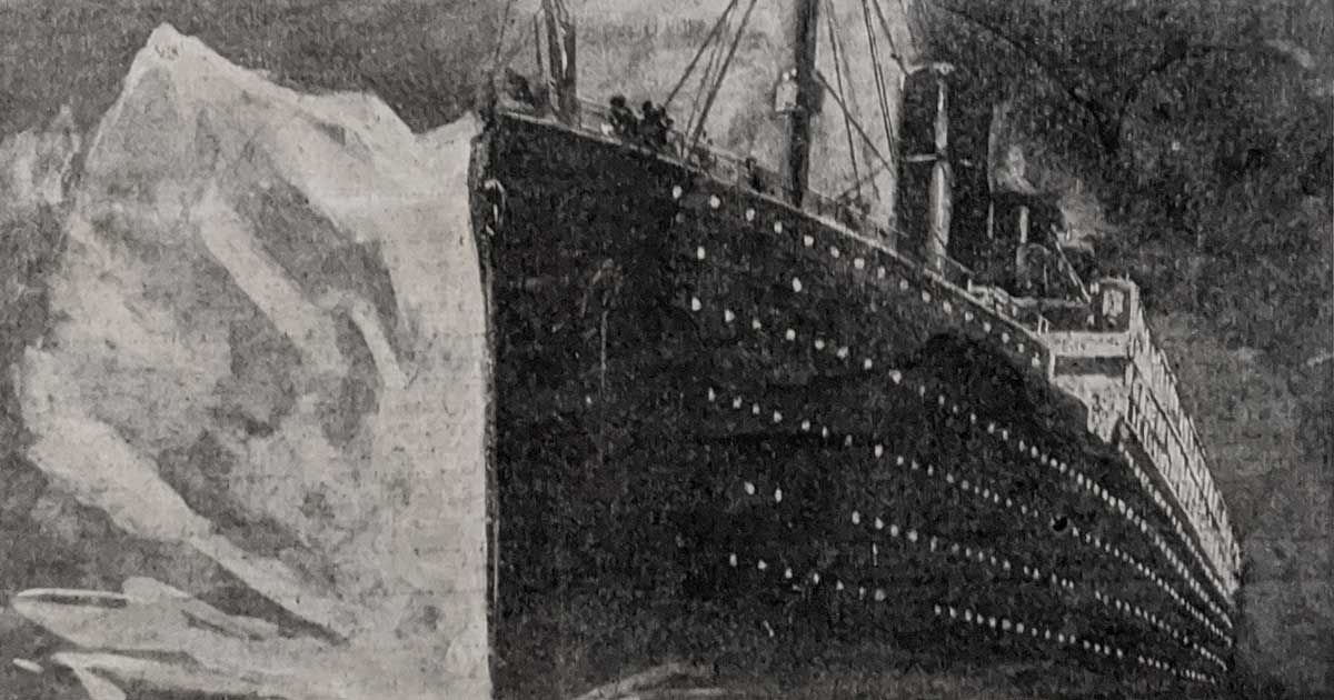The Titanic Striking Iceberg
