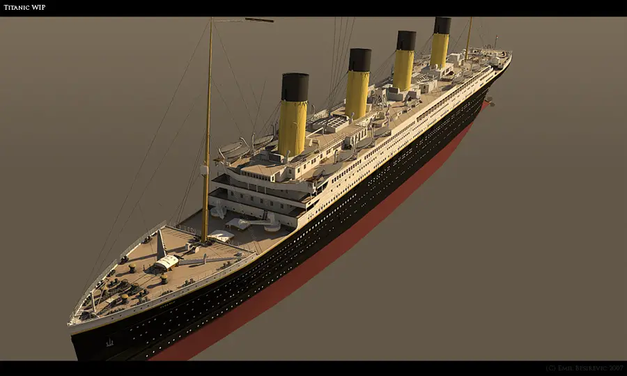 Titanic Bow Side View