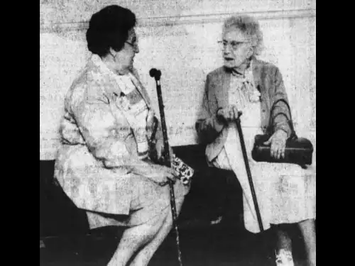 Edith (Brown) Haisman with Marie Aks, wife of Frank Aks