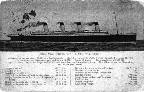Titanic Postcard sent by William Mellors - Southampton