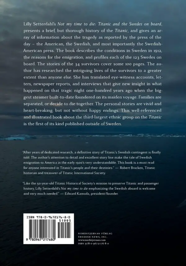 Not My Time to Die - Titanic and the Swedes on Board Back Cover