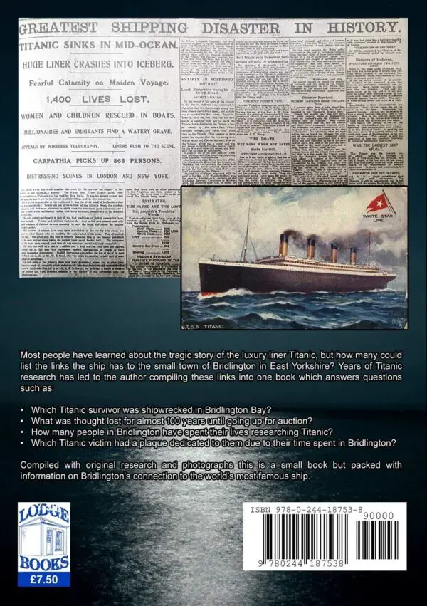 RMS Titanic - The Bridlington Connections Back Cover