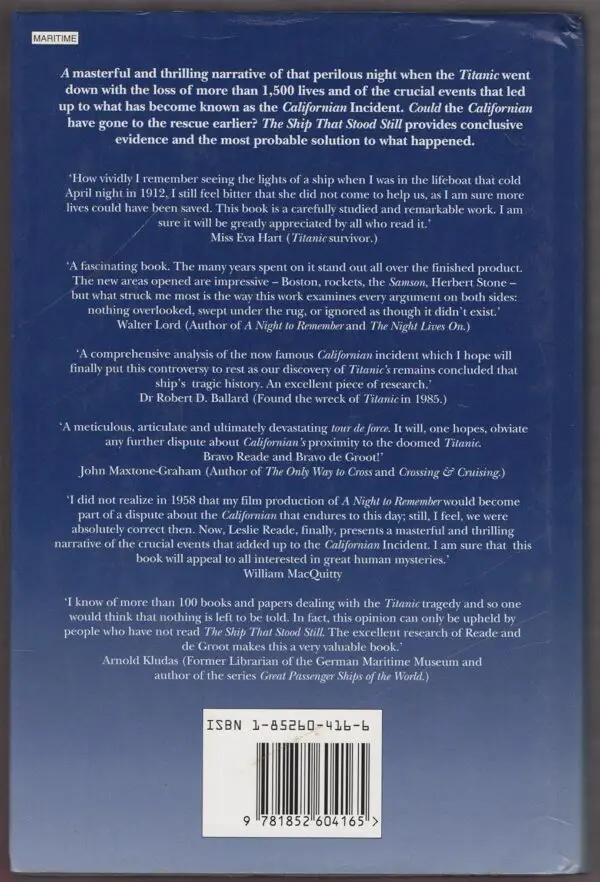 The Ship That Stood Still back cover
